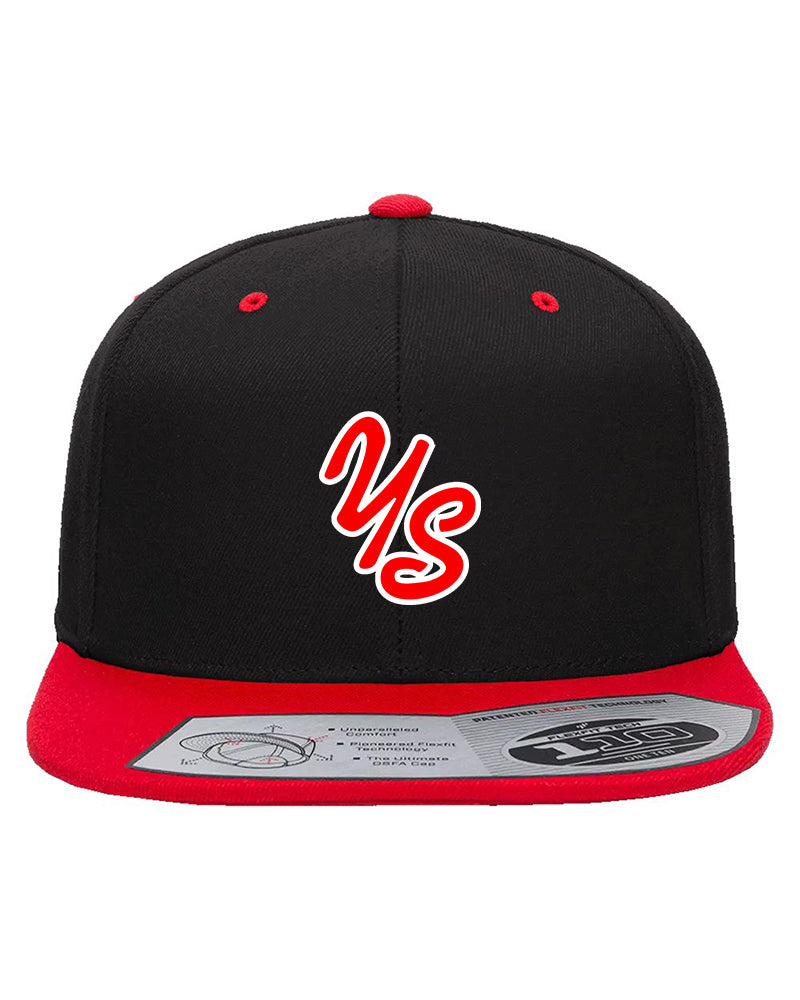 YardSharks Flat Bill Snapback Hat - Black/Red